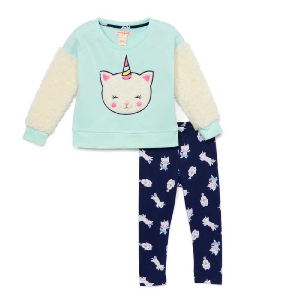 Mint Kittycorn scoop neck tunic & Navy Leggings
